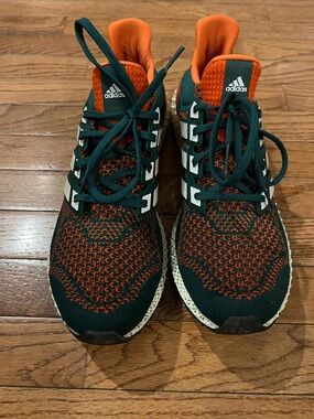 adidas ultra 4D team issued Miami Hurricane Running Shoes in Green & Orange